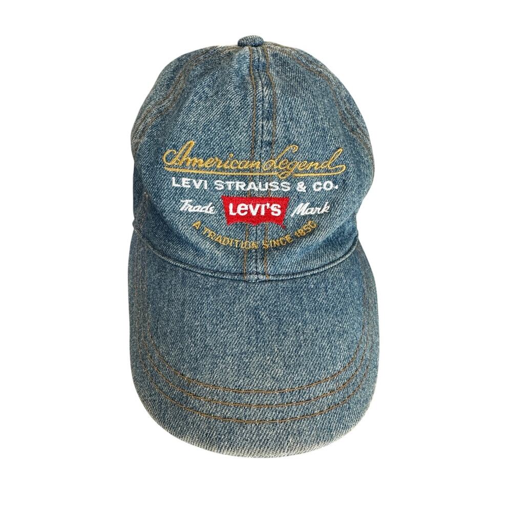 Vintage Levi’s American Legend Denim Embroidered Snapback Hat 90s Retro Dad Cap